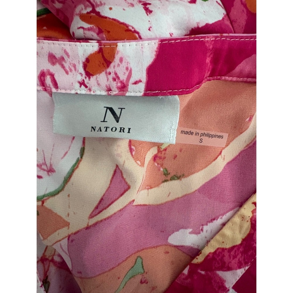 Natori Pink Floral Maxi Caftan Silky Dress Resort Tropical Lounge Cruise Boho - Picture 6 of 8